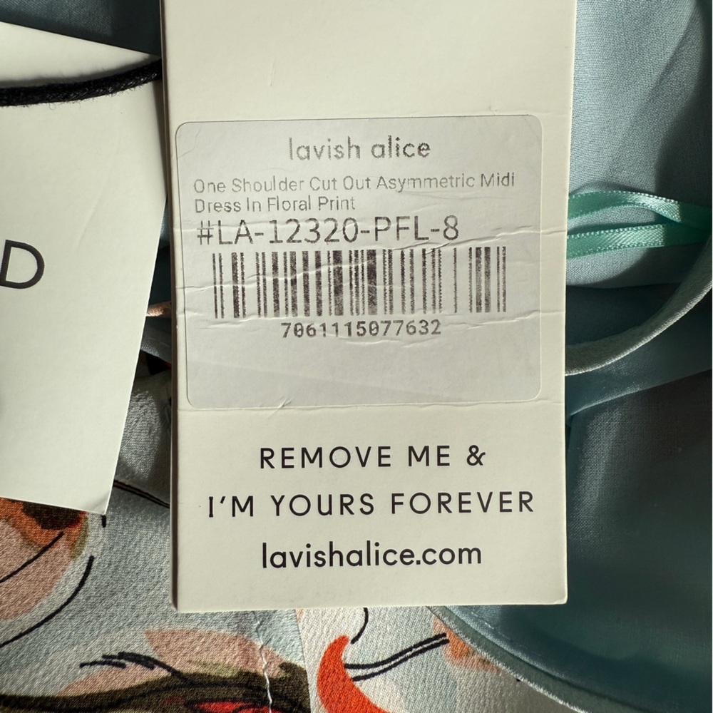 Lavish Alice One Shoulder Cut Out Asymmetric Midi Dress In Floral Print sz 4 - Picture 11 of 16